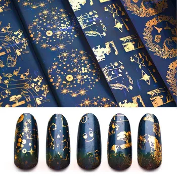 

10pcs Holographic Transfer Foil For Nail Laser Constellation Starry Nail Art Foil Gold Foil For Nail Decal Art Stickers ZJT3010