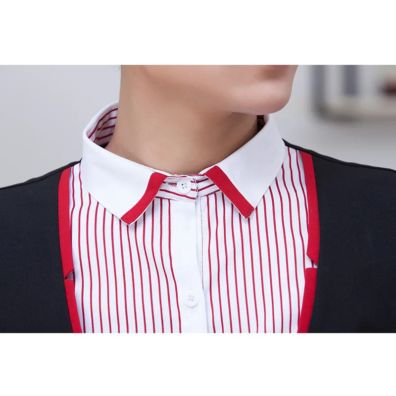 Waiter Work Uniform Supermarket KTV Vest Shirt Short Sleeve Hotel Waiter Work Uniform Slim Fit Fashion Hot Pot Restaurant Workwear