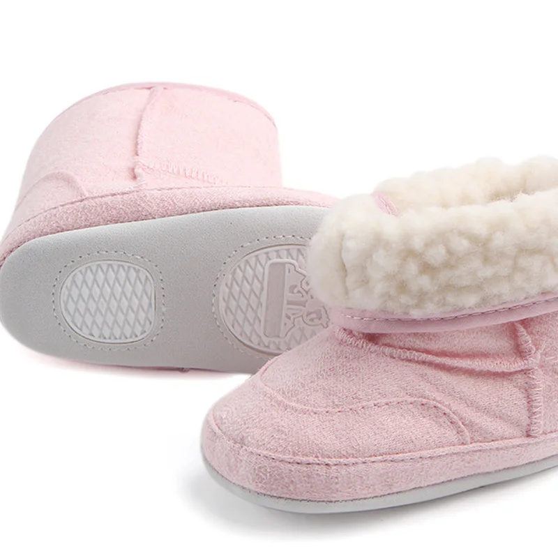 Зимние теплые первые ходунки детские лодыжки младенческие сапоги для снега кроше вязаный флисовый детская обувь для мальчиков и девочек