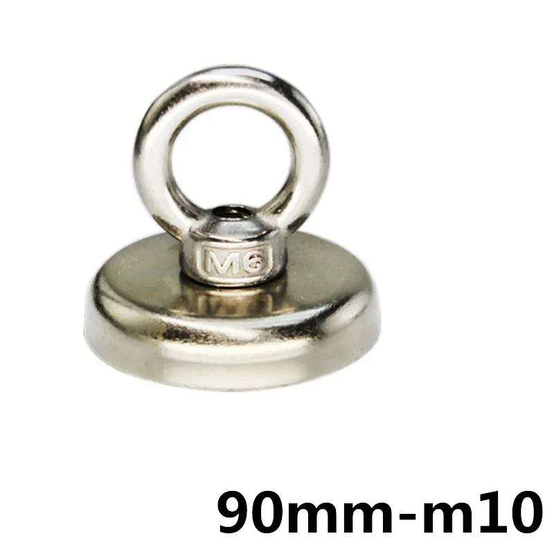 

D90mm strong powerful round neodymium Magnet hook salvage Fishing magnet sea equipments Holder Pulling Mounting Pot with ring