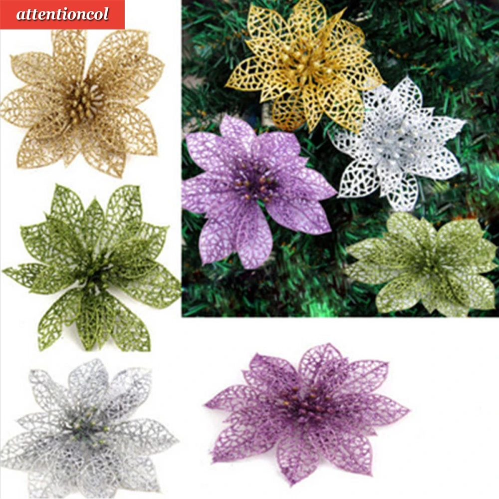 

Christmas Flower Xmas Tree Decoration Glitter Hollow Home Wedding Party Decor