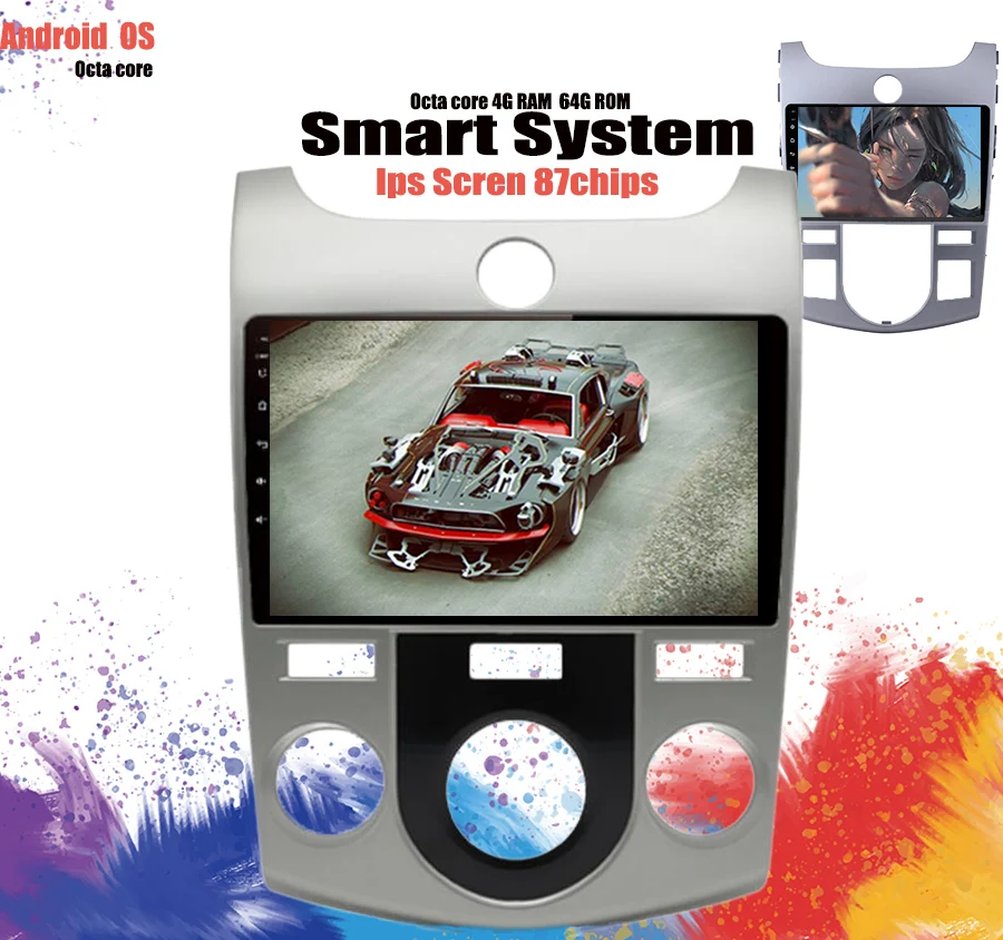 Cheap 9" android 9.1 Car Radio DVD Player for KIA forte 2009-2014 GPS Navigation Tape Recorder support DVR Camera Rear Carplay 4+64GB 2