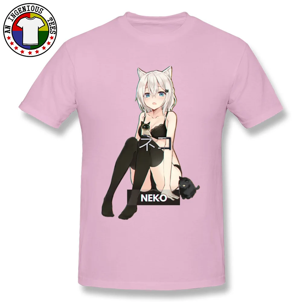 Neko Waifu Ahegao/футболки для девочек Otaku Senpai Nerdy Manga Harajuku Cat футболка, популярные мужские футболки японского комикса - Цвет: Pink
