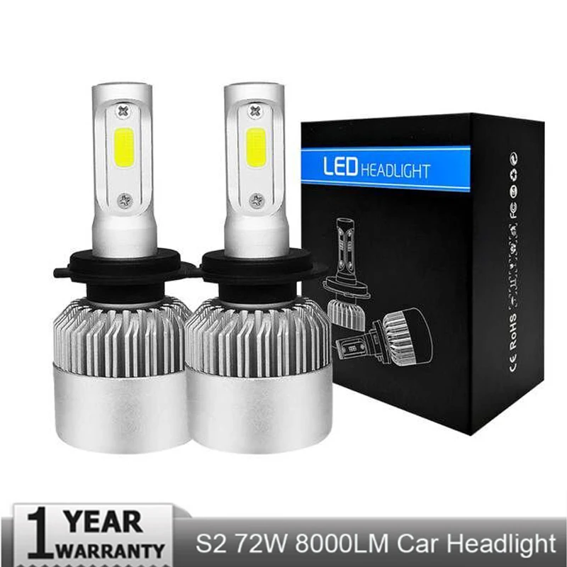 2 шт. 72 W фары для 8000LM 6500 K H4 H1 H3 турбо светодиодный фар автомобиля H7 H8 H9 H11 H27/880/881 9005 HB3