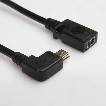 

90 Degree Angle mini USB 5p male to mini 5p USB female adapter cable,200pcs/lot