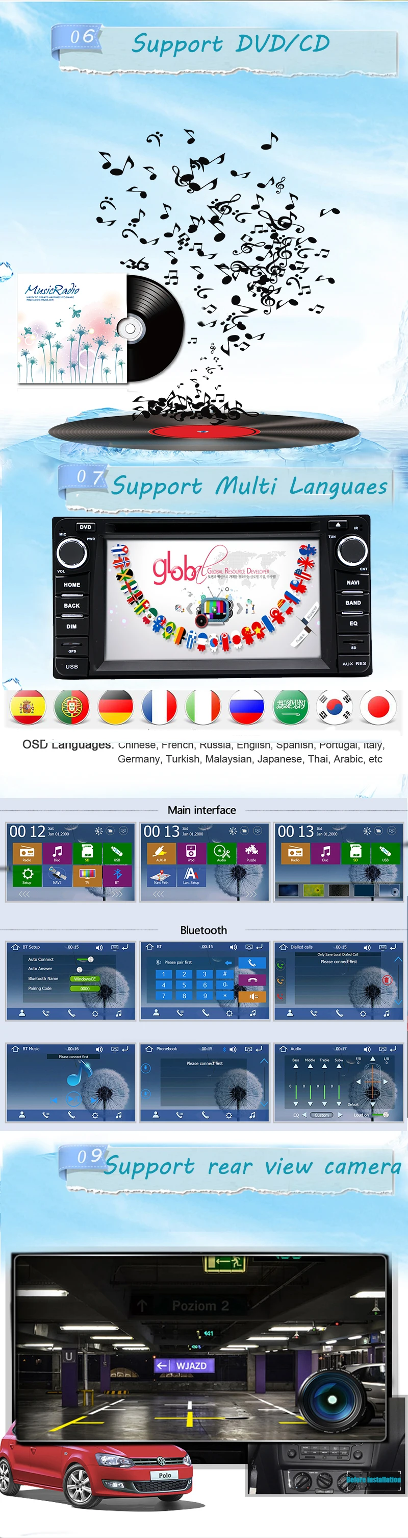 Clearance car multimedia player GPS navigation 2din car DVD player head unit for TOYOTA Corolla Camry Rav4 Previa HILUX Prado 2
