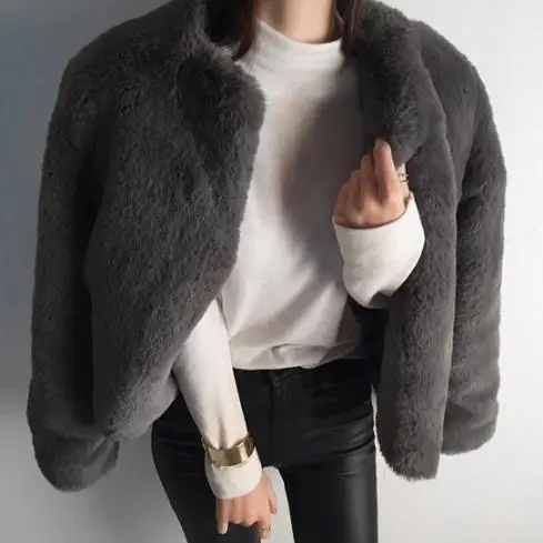gris Épaississent Faux Fluffy Lapin Surdimensionné Vison De 2018 Manteaux Vestes G484 Survêtement Moelleux Manteau D'hiver Femmes Rétro Fourrure Noir fPSUq1xHw