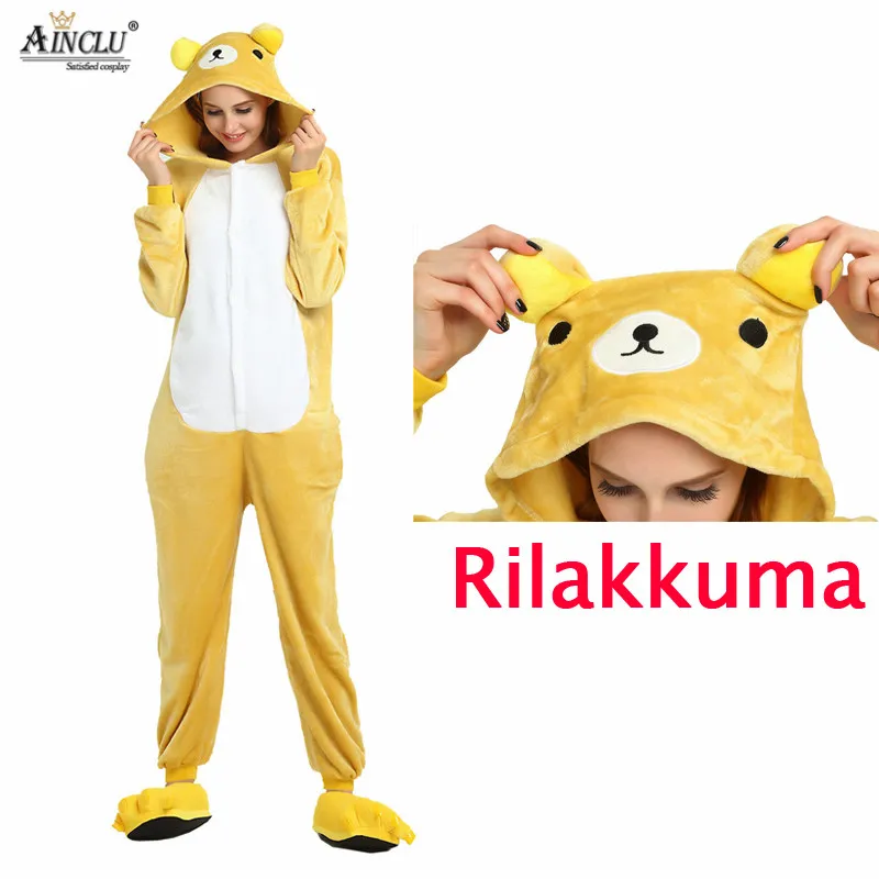 Кигуруми аниме унисекс для взрослых Rilakkuma Медведь Детские пижамы Косплей Костюм