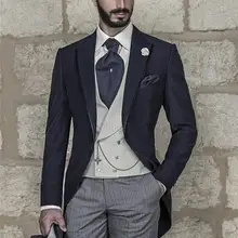 Кепка в стиле военно-морского флота утренние костюмы жениха смокинги друзей жениха Мужские свадебные костюмы выпускного вечера(куртка+ брюки+ жилет+ галстук) NO: 078