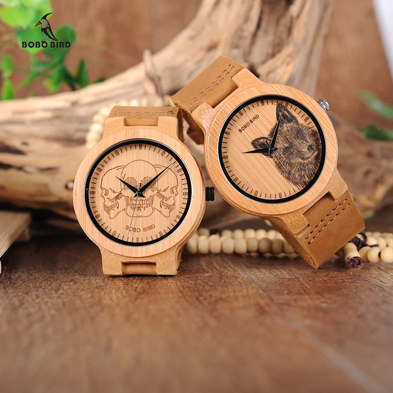 BOBO BIRD Bamboo Watch Men Special Design Lifelike UV Print Dial Face Wooden Wrist Watch relogio masculino Timepieces Ideal Gift