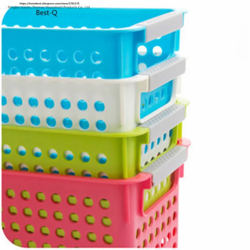 Free shipping Multi colored thickening rectangle plastic storage basket