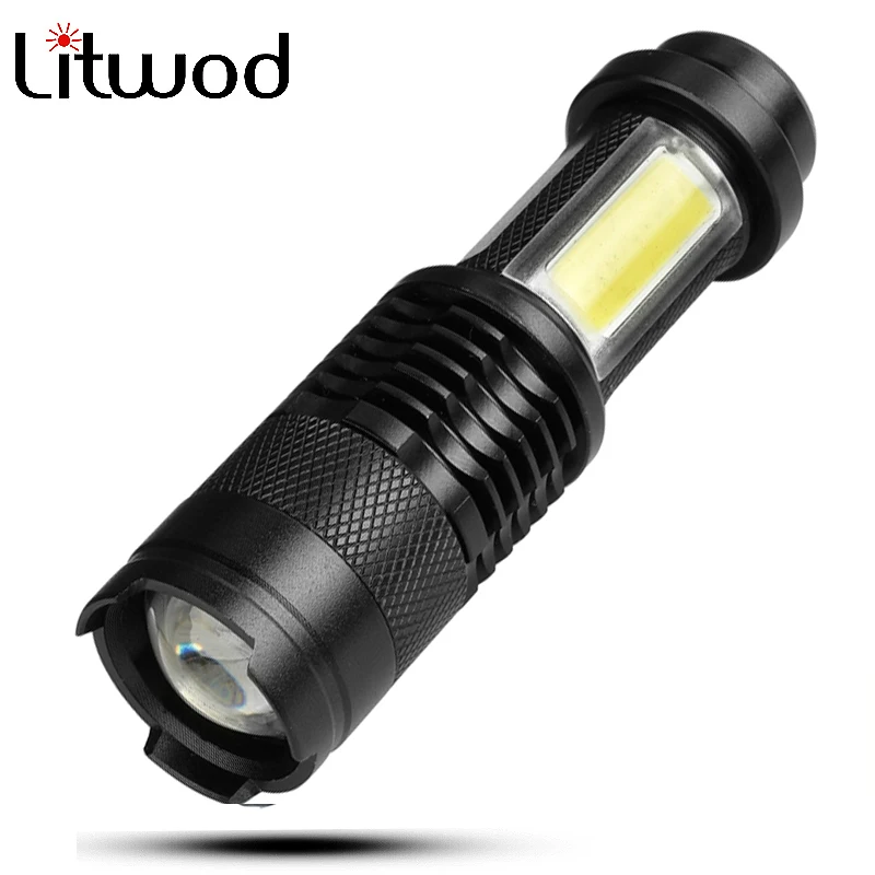 

Z90 3800LM XML-Q5+COB LED Flashlight Portable Mini ZOOM torchflashlight Use AA 14500 Battery Waterproof in life Lighting lantern