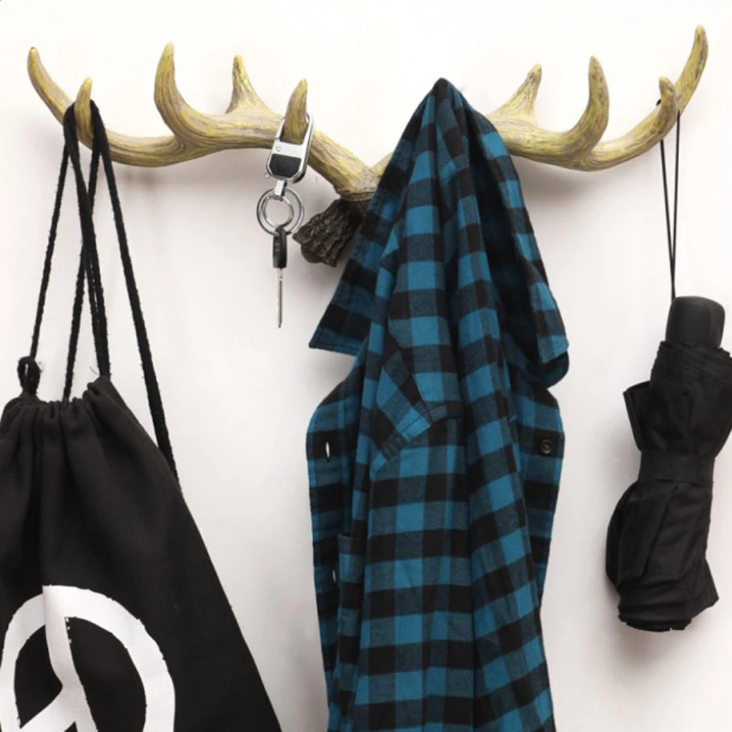 Vintage Cast Wood Deer Wall Hooks Clothes Hanger Rack Hooks, Utility Hooks, Art Decor Ornament