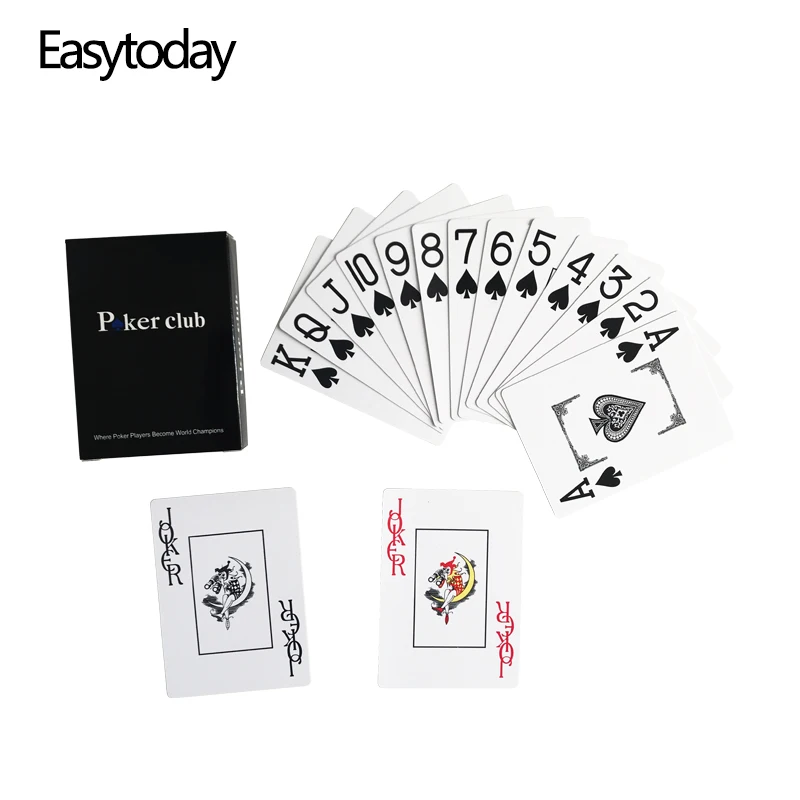 

Easytoday 1Pcs/set Waterproof Plastic Playing Cards Baccarat Texas Hold'em PVC Poker Club Cards Board Games 2.48*3.46 Inch