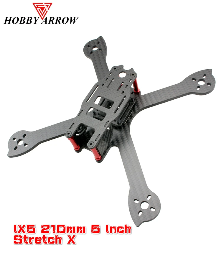 

Hobbyarrow IX5 210mm 5 Inch 4mm Carbon Fiber X Racing Frame Kit For RC Multirotor Quadcopter FPV Racing Drone