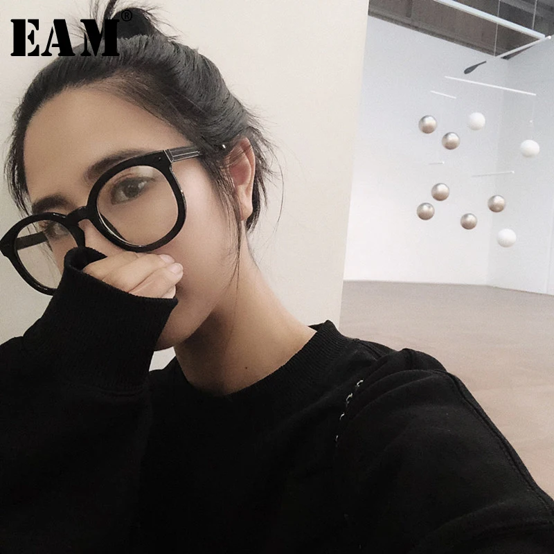 

[EAM] 2019 New Spring Summer Temperament Brief Solid Wild Temperament Black Frame Glasses Women Fashion Tide All-match JY335