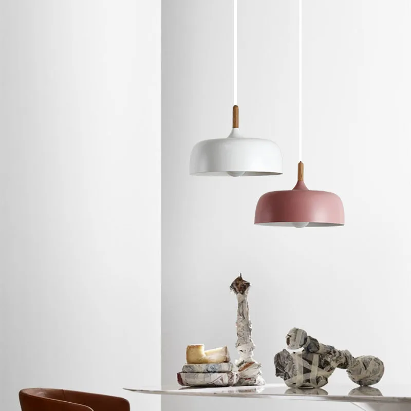 Nordic Hanging 6 Colors Pendant Light Post Modern Aluminium Solid Wood Pendant Lamp Dining Restaurant Cafe Pendant Light (12)