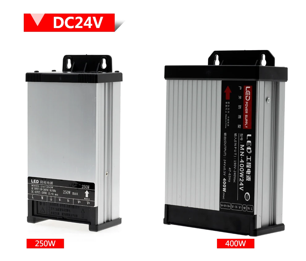 Светодиодный водонепроницаемый адаптер питания на открытом воздухе DC12V 60 Вт 100 Вт 200 Вт 250 Вт 400 Вт DC24V светодиодный трансформатор