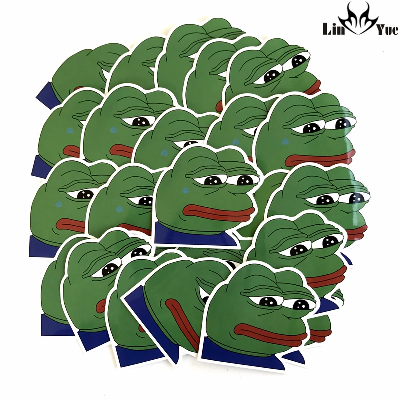 

25pcs/lot Sad Pepe the Frog Notebook refrigerator skateboard trolley case decals backpack Tables waterproof PVC car sticker
