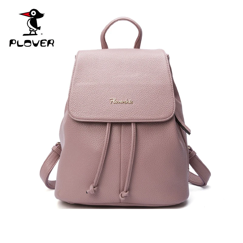 PLOVER Women Backpack Genuine Leather Teenage Back...