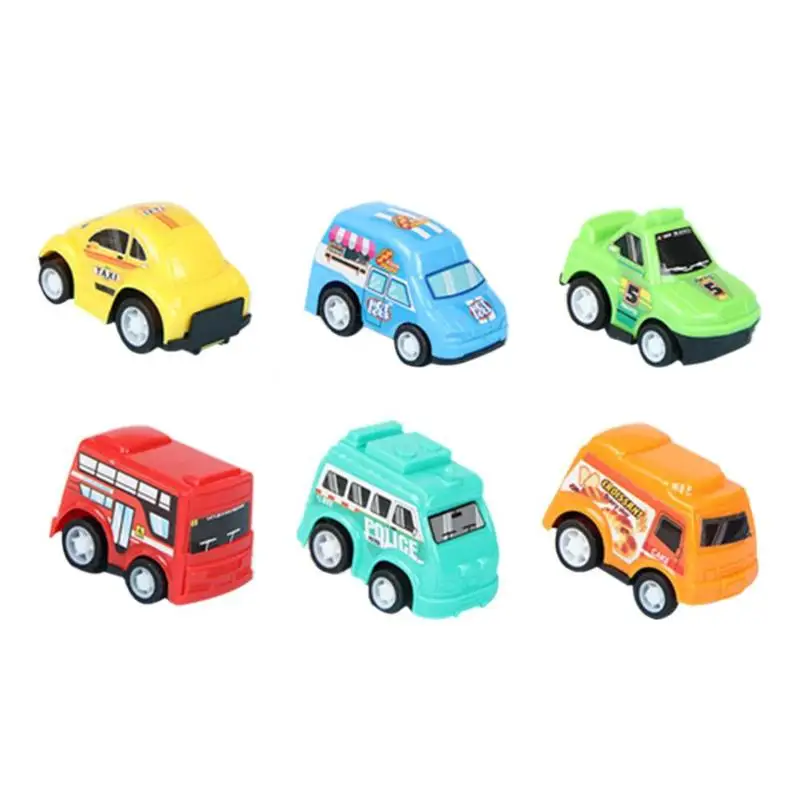 

6pcs/set Children Pull Back Car Toys Kids Plastic Mini Cars Model Toy Funny Boys Simulation Diecasts Vehicles Play Birthday Gift