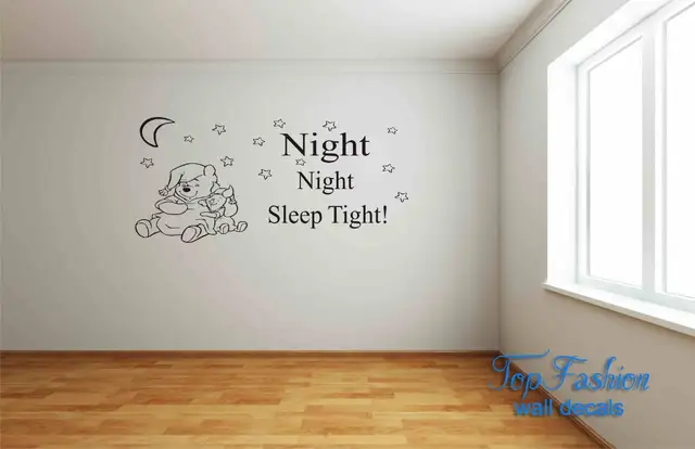 Noche Noche Sueno Apretado Winnie The Pooh Etiqueta De La Pared