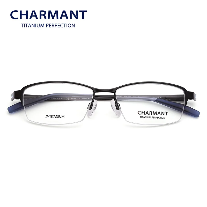 CHARMANT Pure Titanium Eye Glass Frame for Men Half Rimless Optical Glasses Beta Titanium Spectacles Frames CH10320
