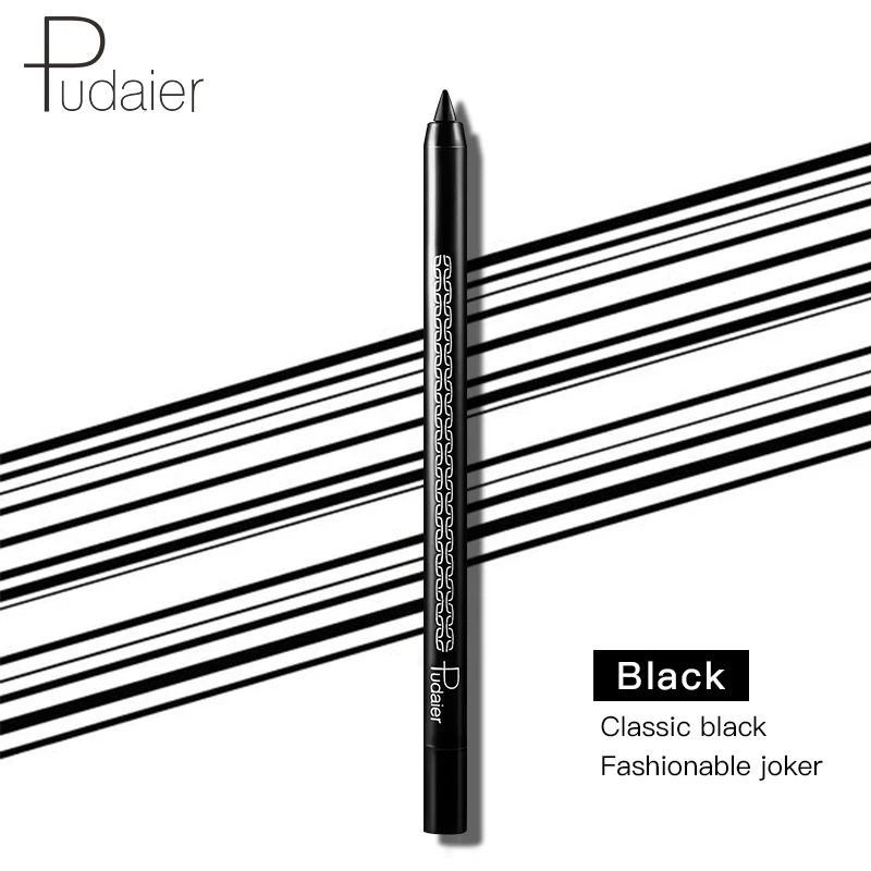 

Brand Pudaier cool black eyeliner gel pencil long lasting waterproof wooden handle eyeliner kajal pen