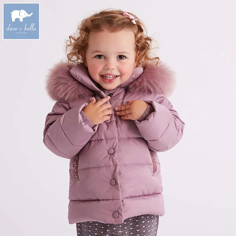 

DB5990 dave bella winter baby girls down jacket children white duck down padded coat kids hooded outerwear