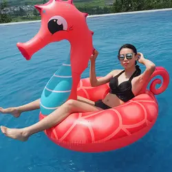 138 см гигантский красный морской конек надувной плавательный круг 2018 Newst бассейна для взрослых и детей воды поплавки вечерние игрушечные