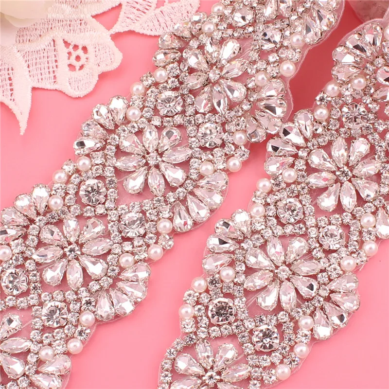 

Handmade Rhinestone Applique Bride Wedding Crystal Rhinestone Belt Dress Dinner Girdle