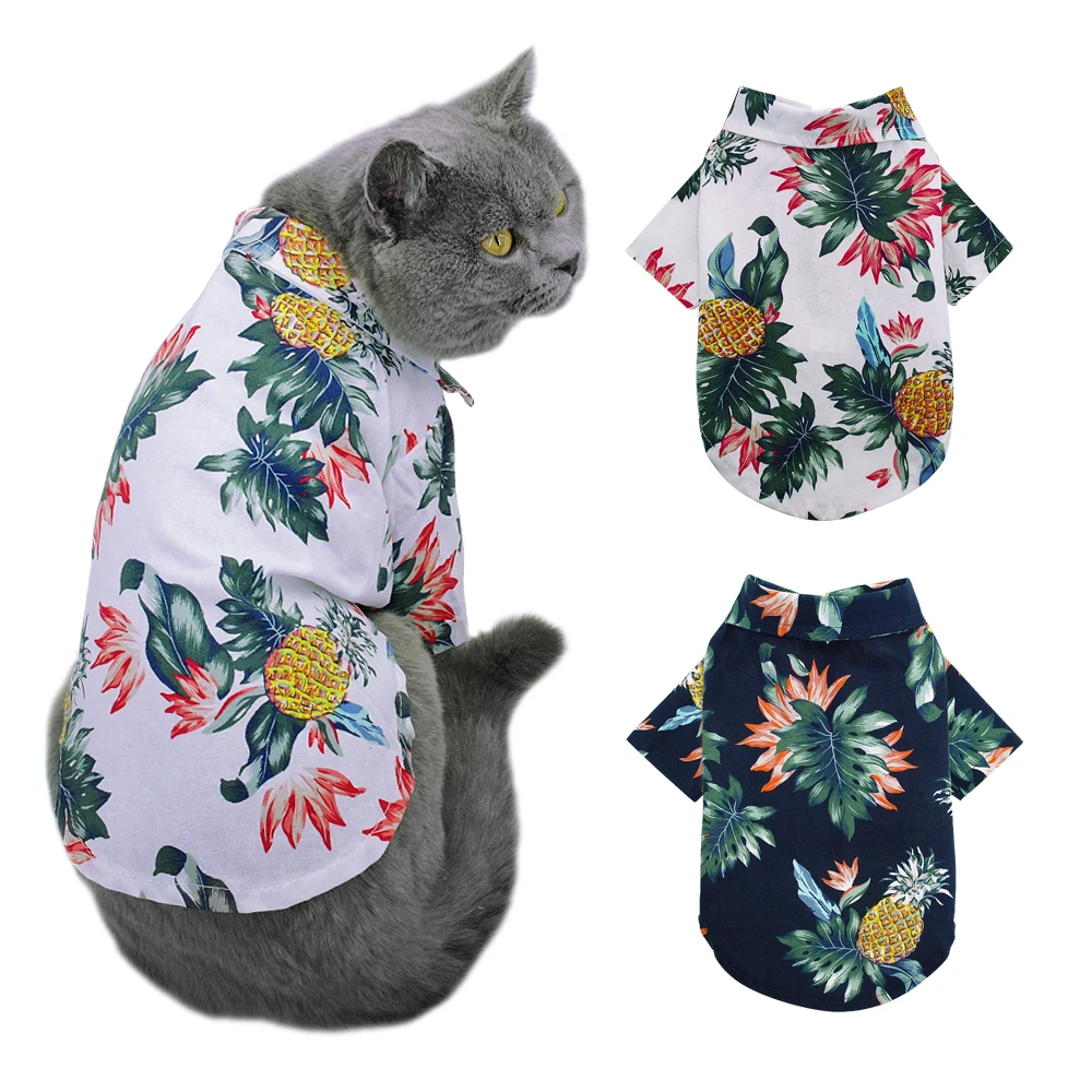 Ropa de verano para perros y gatos, camisa hawaiana informal para la playa, camisas para mascotas, ropa para cachorros, perros pequeños y medianos, S XL|Camisetas de AliExpress