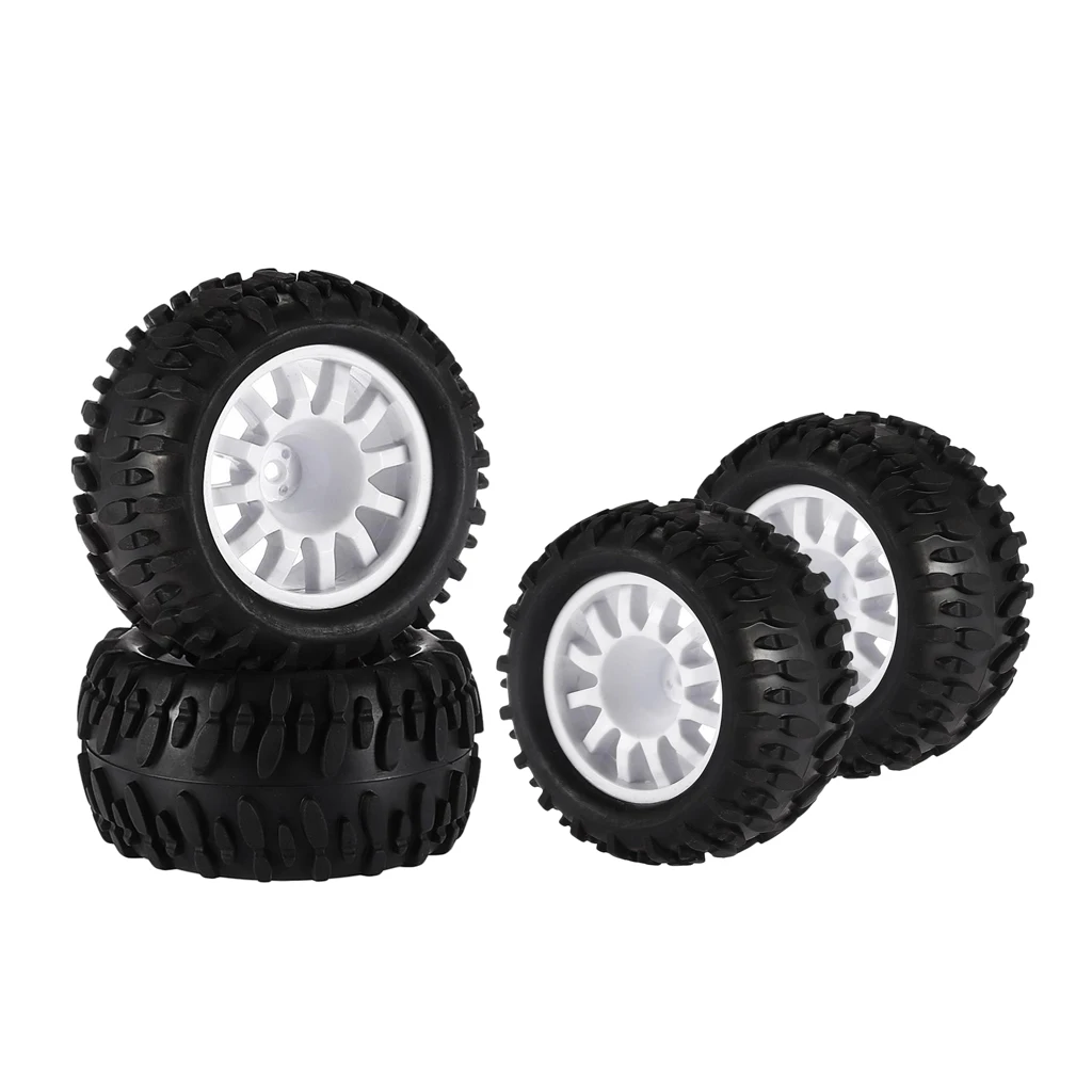 4x Rubber Tires Wheel Rim Tires for 1/16 RC HSP HPI ZD Racing Wltoys Monster Truck