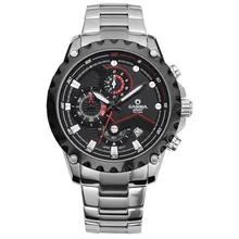 Hommes montre à quartz en acier inoxydable montre de sports de plein air mode lumineux chronomètre chronomètre étanche 100 m CASIMA #8203