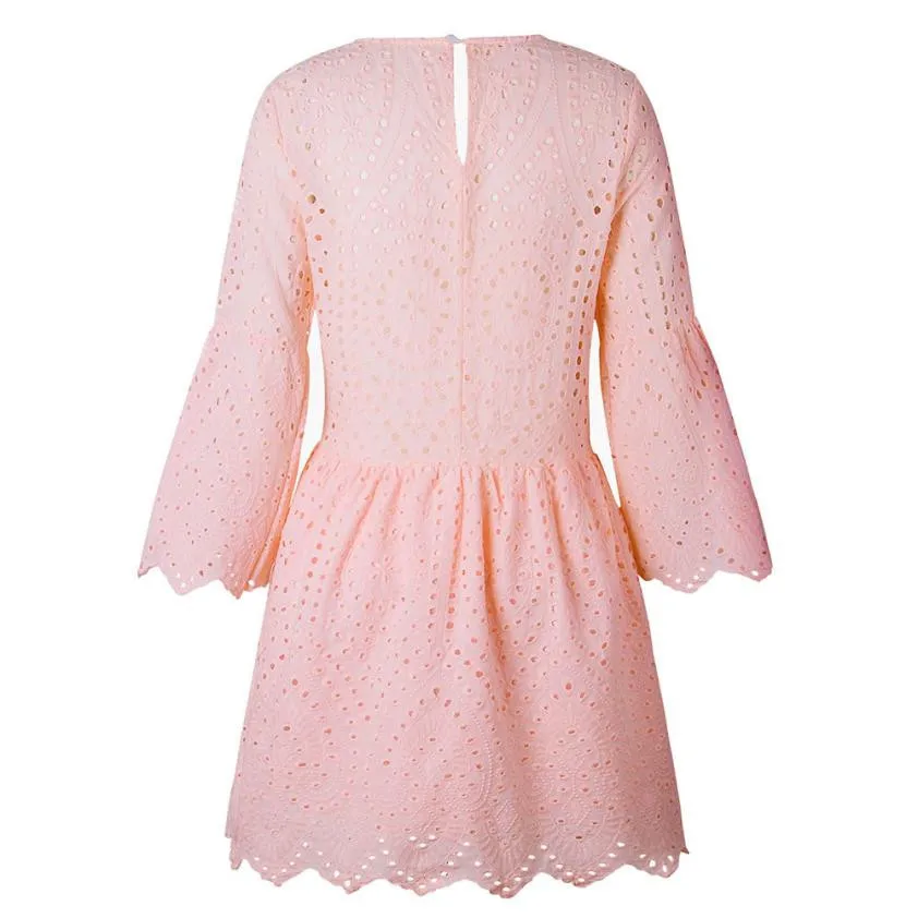 Fashion Lace Floral Dress Womens Summer Half Sleeve Casual Loose Mini Dresses Party Elegant Lady O-Neck Pink Princess Dress #YL1 Fashion Lace Floral Dress Womens Summer Half Sleeve Casual Loose Mini Dresses Party Elegant Lady O-Neck Pink Princess Dress #YL1