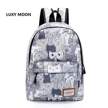 Luxy Moon New Fashion Women Gilrs Shoulder Backpack College Students Wild Cat Pattern Printing Nylon School Travel Bag
