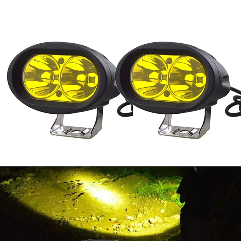 

High power 20W Led Moto light 6000K White Spotlight Motorcycle driving fog light 3000K Amber 4x4 Offroad truck Led driving light