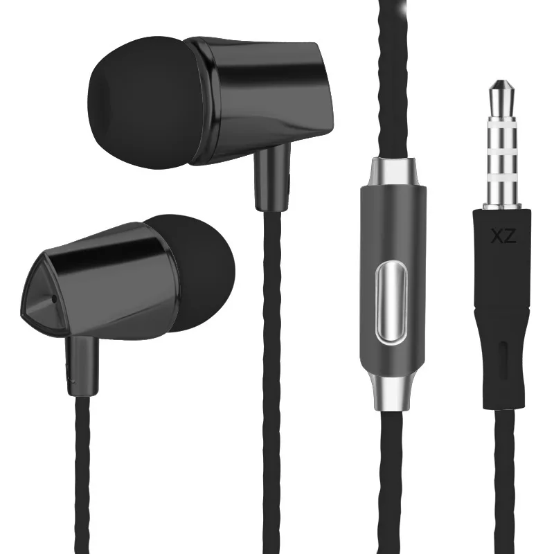 

3.5mm Earphones Wired Headsets Headphones Bass Stereo Sound Headset Metal Earplug with Mic for IPhone Xiaomi Samsung