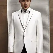 На заказ, облегающие, на одной пуговице, цвета слоновой кости, смокинги для жениха, с отворотом, для жениха, лучшие мужские свадебные костюмы на выпускной(пиджак+ брюки+ пояс+ галстук