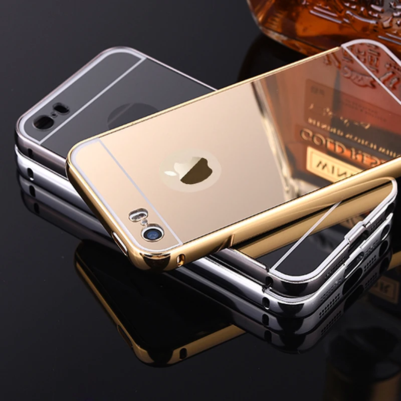 

CAPSSICUM 5 5S SE Case for iPhone 5 5S SE Aluminum Bumper + Acrylic Back Mirror Panel Metal Frame Back Cover Luxury