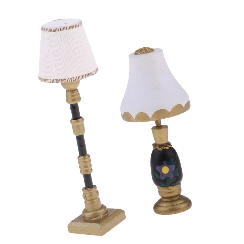 1/12 Dollhouse Miniature Furniture Bedside Lamp Floor Lamp & Table Lamp Light Model Dollhouse Miniature