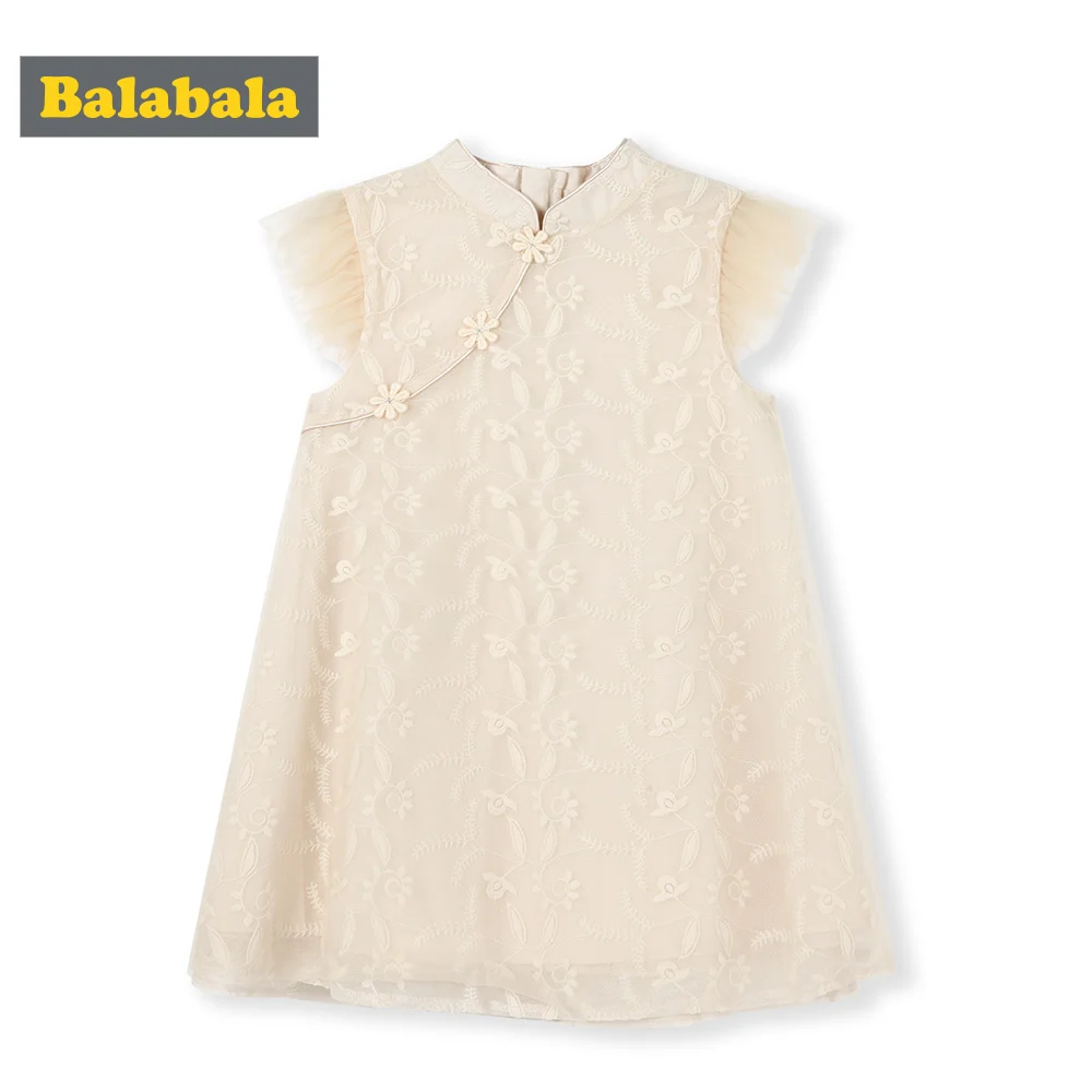 

BalabalaChildren girls dresses summer 2019 new children's Chinese style child baby dress sleeveless clothing