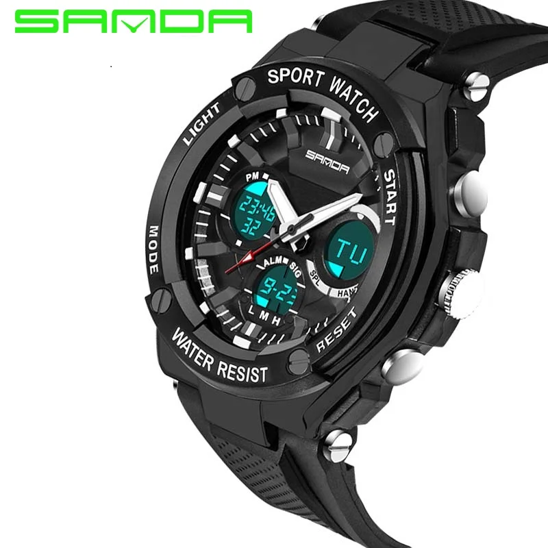 SANDA Sport Watch Men's Fashion LED Military Army Watch Waterproof
