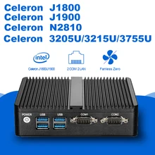 Fanless Mini PC Windows 10 4GB RAM Celeron J1800 J1900 3205U 3755U 2 LAN 2 RS232 HTPC Industrial PC Nettop HDMI VGA WiFi