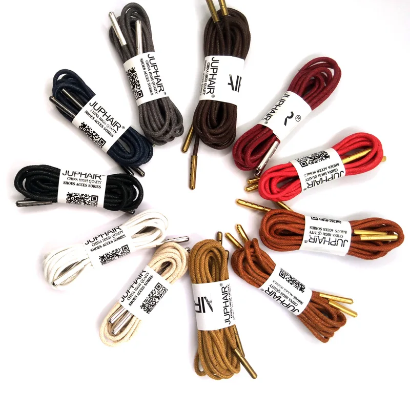 1-12 Pairs Red Brown Sneaker Solid Polyester Twisted Shoes Metal Head Shoelaces High Quality Unise Laces Waxed Round Shoelaces