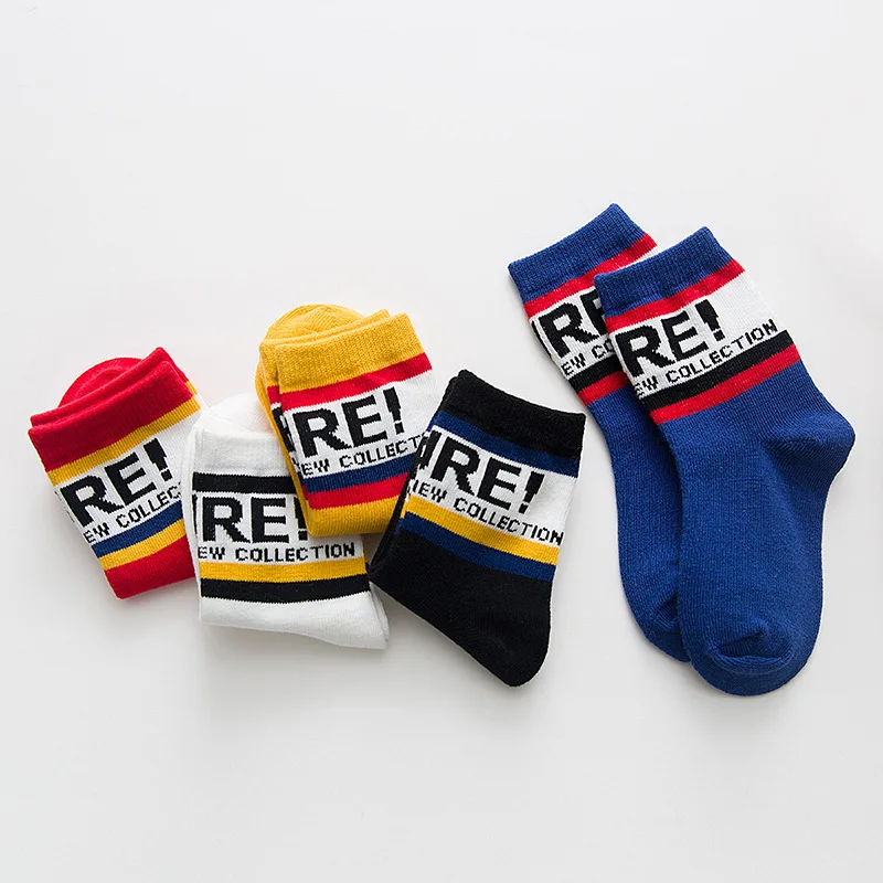 

5 Pairs New Soft Cotton Boys Girls Socks Cute Cartoon Pattern Kids Socks Stripes Kids Girls Boys Children Socks for 1-12 Year