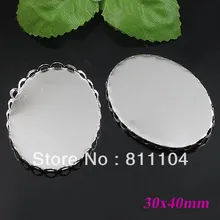 30 x 40 мм серебряные позолоченные медные пустые овальный кружево кулон лотки основы шатона DIY камея кабины ювелирных изделий настройки