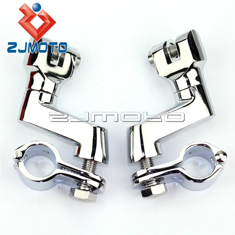 Chrome 1 1/4" Engine Guard Bowleg Footpeg Clamps for Motorcycle Cruisers Bobbers