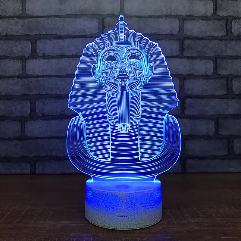 Египет Фараон Форма 3D светодио дный акриловый светодиодный ночник сенсорный 7 цветов Изменение Настольная вечерние партия декоративный