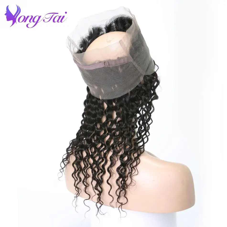 Yongtai Deep Curly 360 Lace Frontal Closure With Baby Hair Brazilian Non Remy Hair Lace Frontal Bleached Free Shipping
